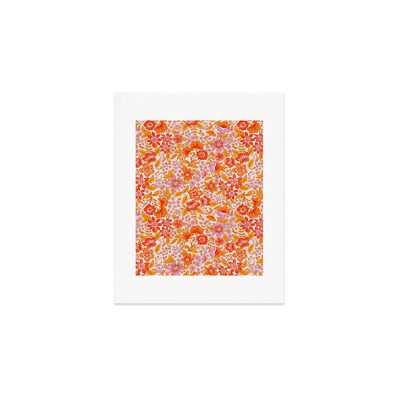 Posey - orange and pink Art Print Gallery Image 1