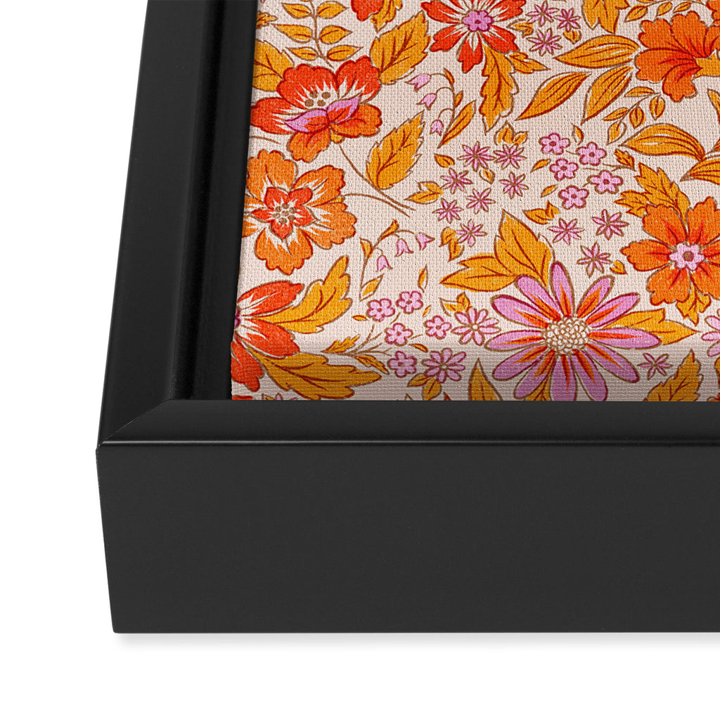 Posey - orange and pink Framed Canvas Print Gallery Image 3