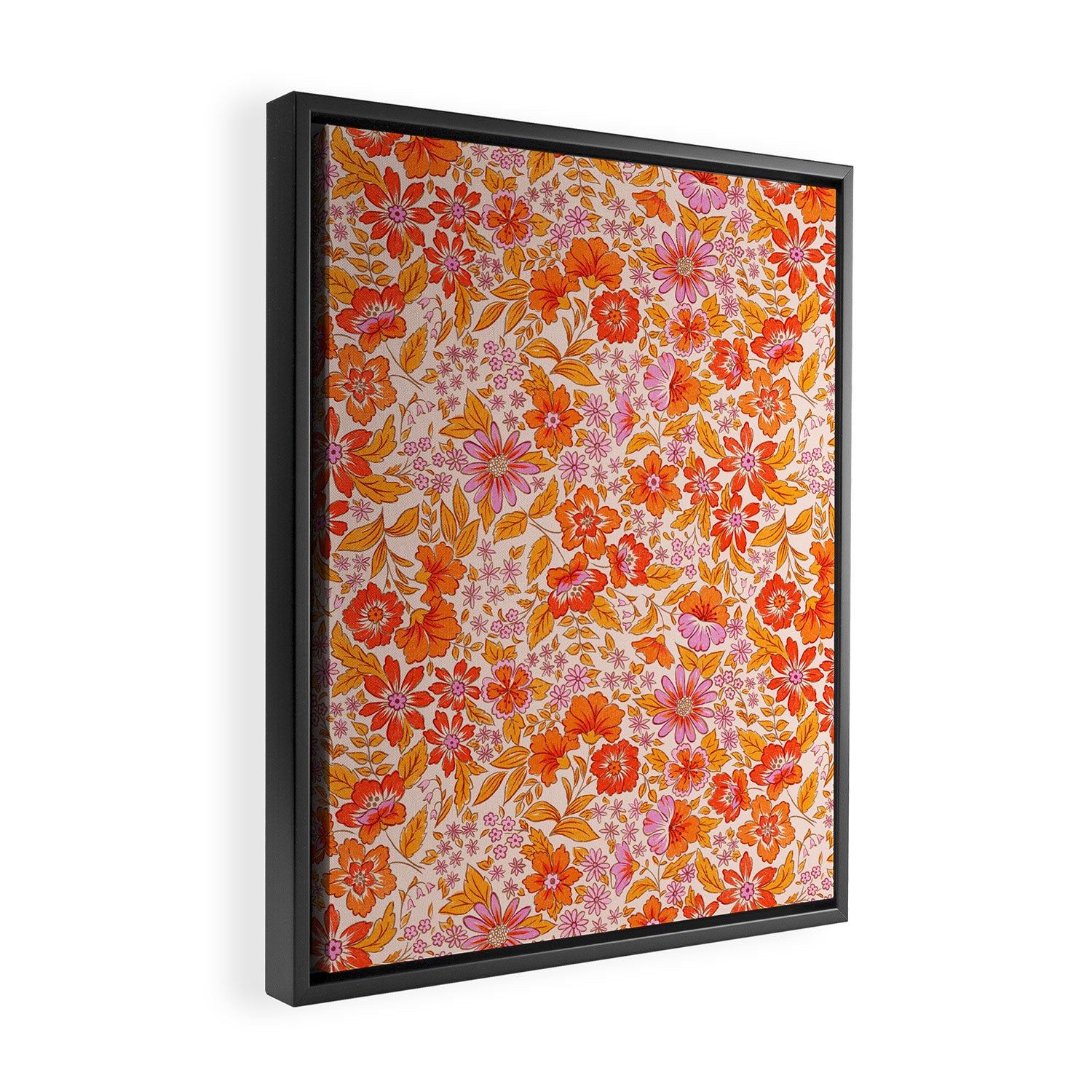 Posey - orange and pink Framed Canvas Print Gallery Image 2