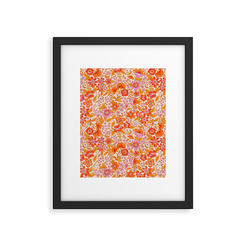 Posey - orange and pink Framed Art Print Gallery Image 6