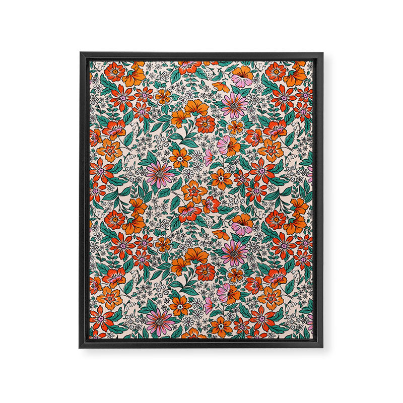 Posey - pink, orange, and teal Framed Canvas Print Gallery Image 8