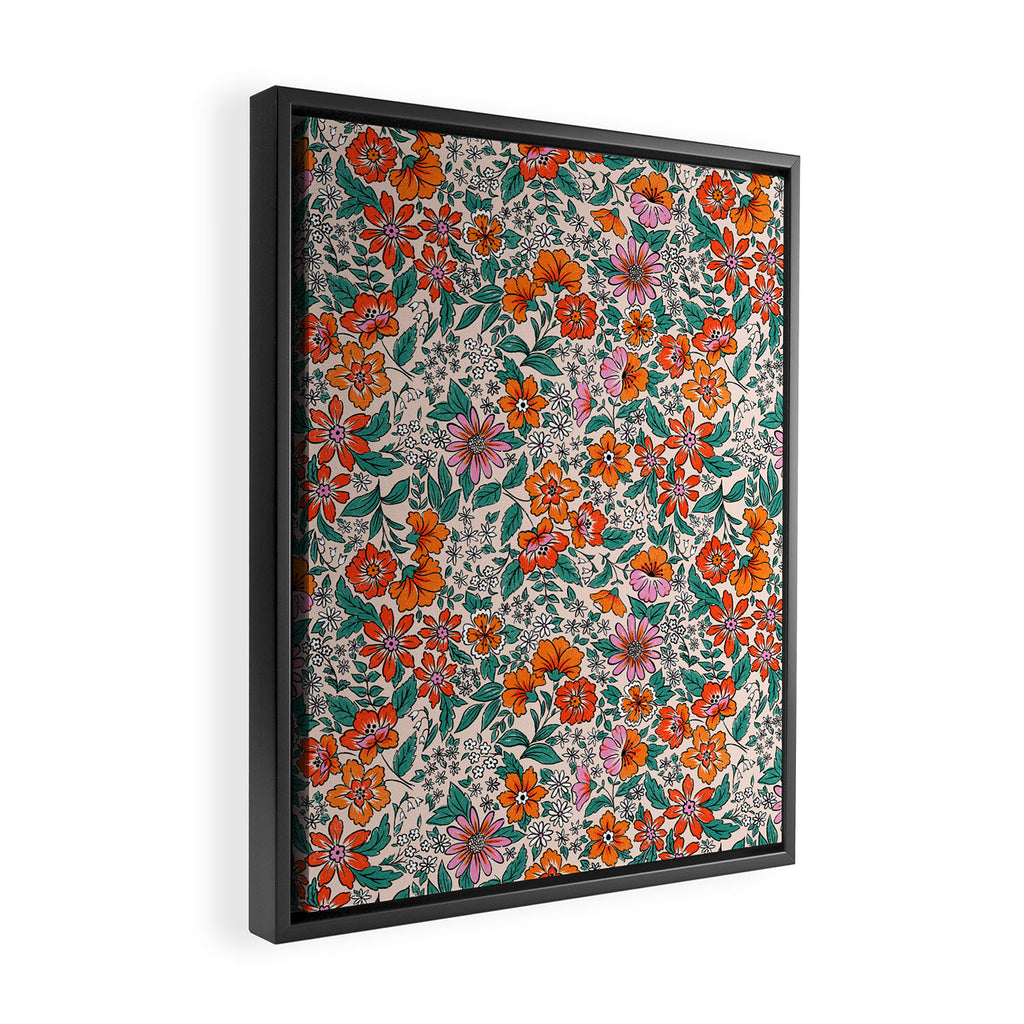 Posey - pink, orange, and teal Framed Canvas Print Gallery Image 2