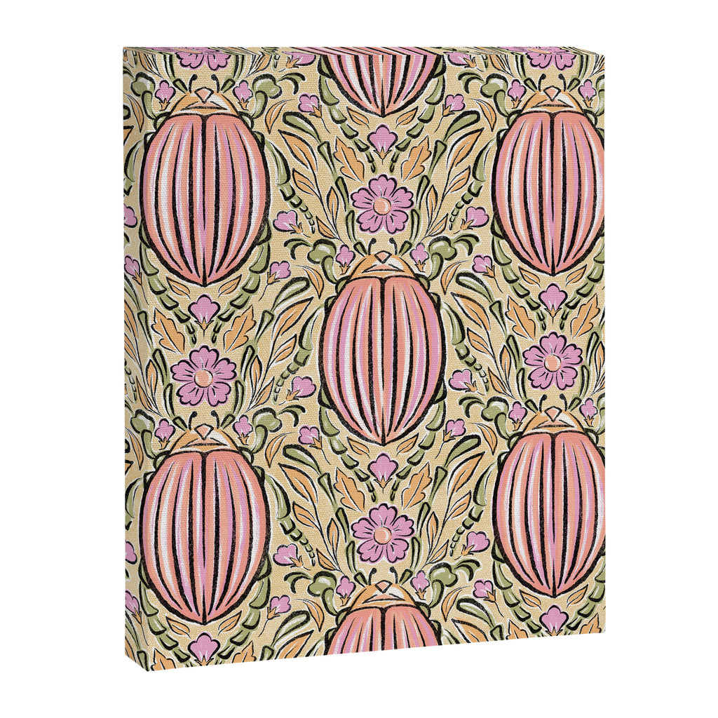 Retro Floral Beetles - vintage pastels Canvas Print Gallery Image 8