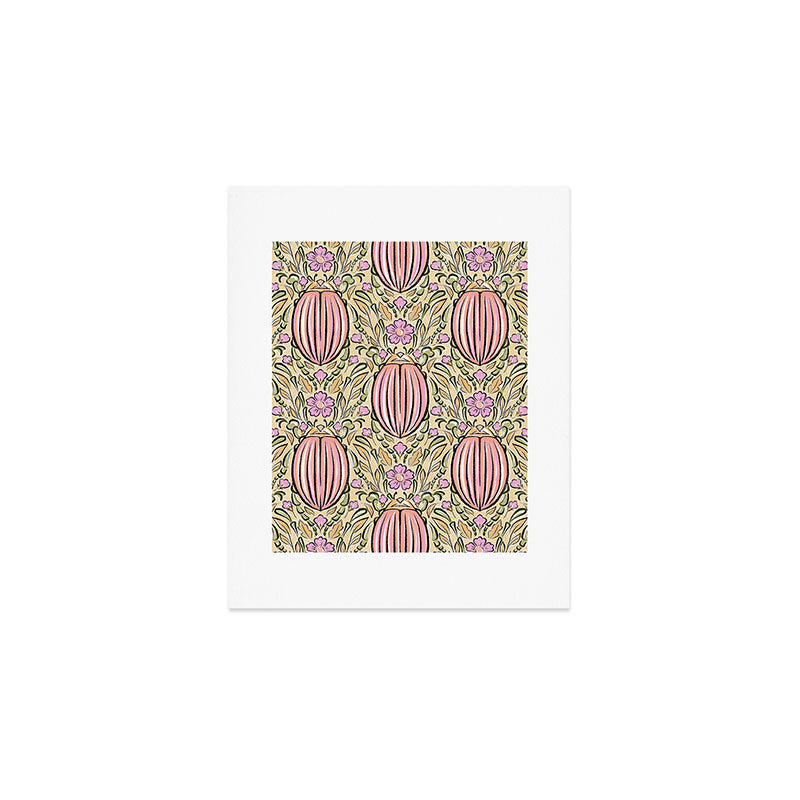 Retro Floral Beetles - vintage pastels Art Print Gallery Image 1