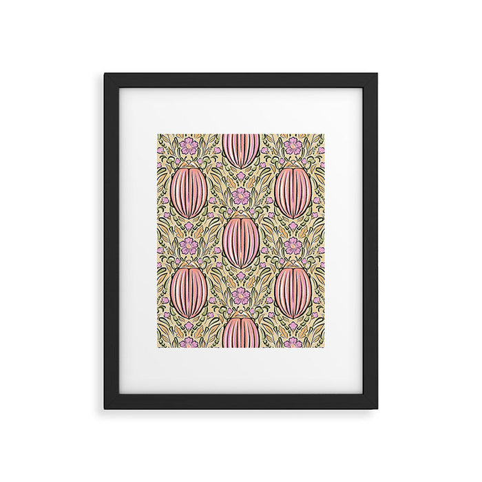 Retro Floral Beetles - vintage pastels Framed Art Print Gallery Image 1