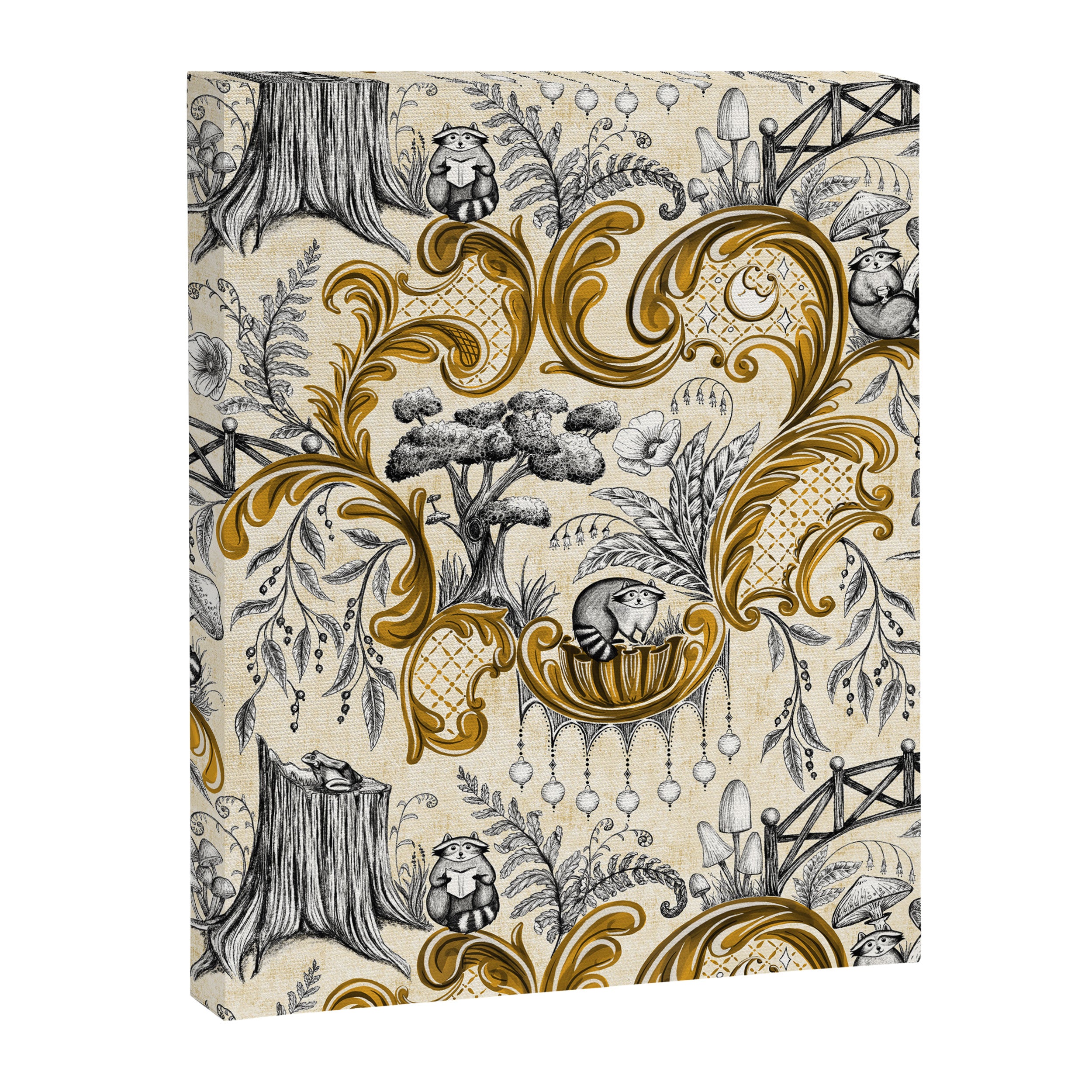 Rococo Raccoons - gold Canvas Print Gallery Image 8