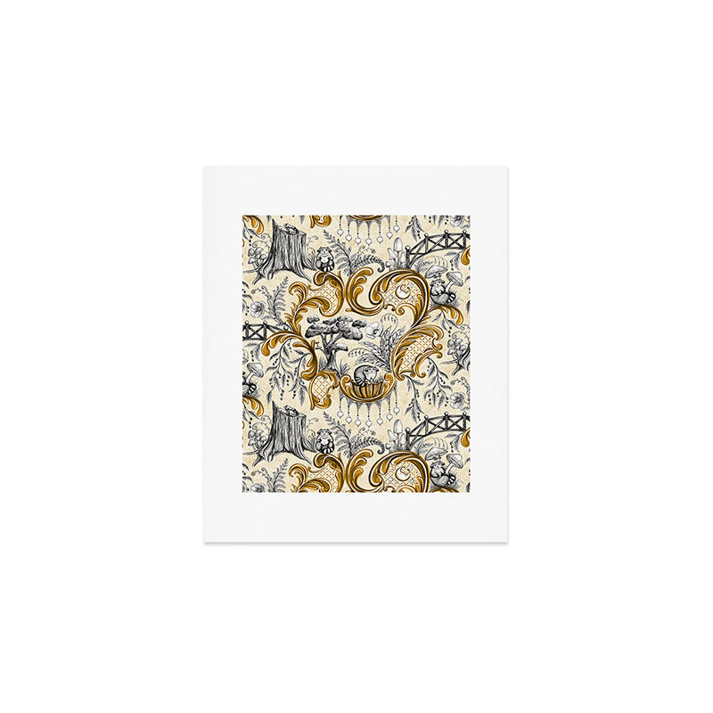 Rococo Raccoons - gold Art Print Gallery Image 1