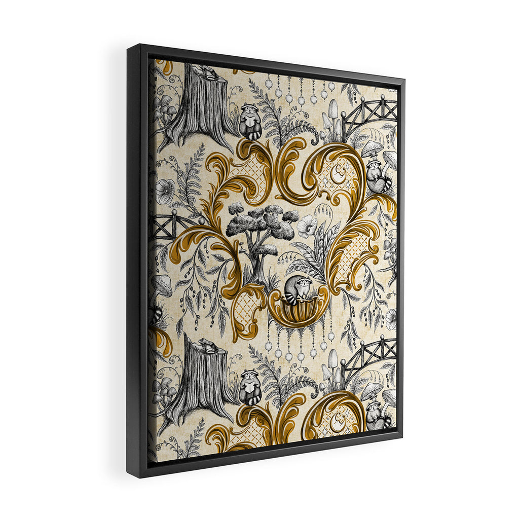 Rococo Raccoons - gold Framed Canvas Print Gallery Image 2