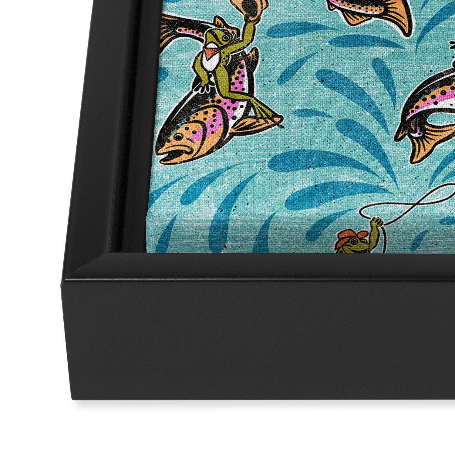 Rodeo Frogs - Aqua Framed Canvas Print Gallery Image 3