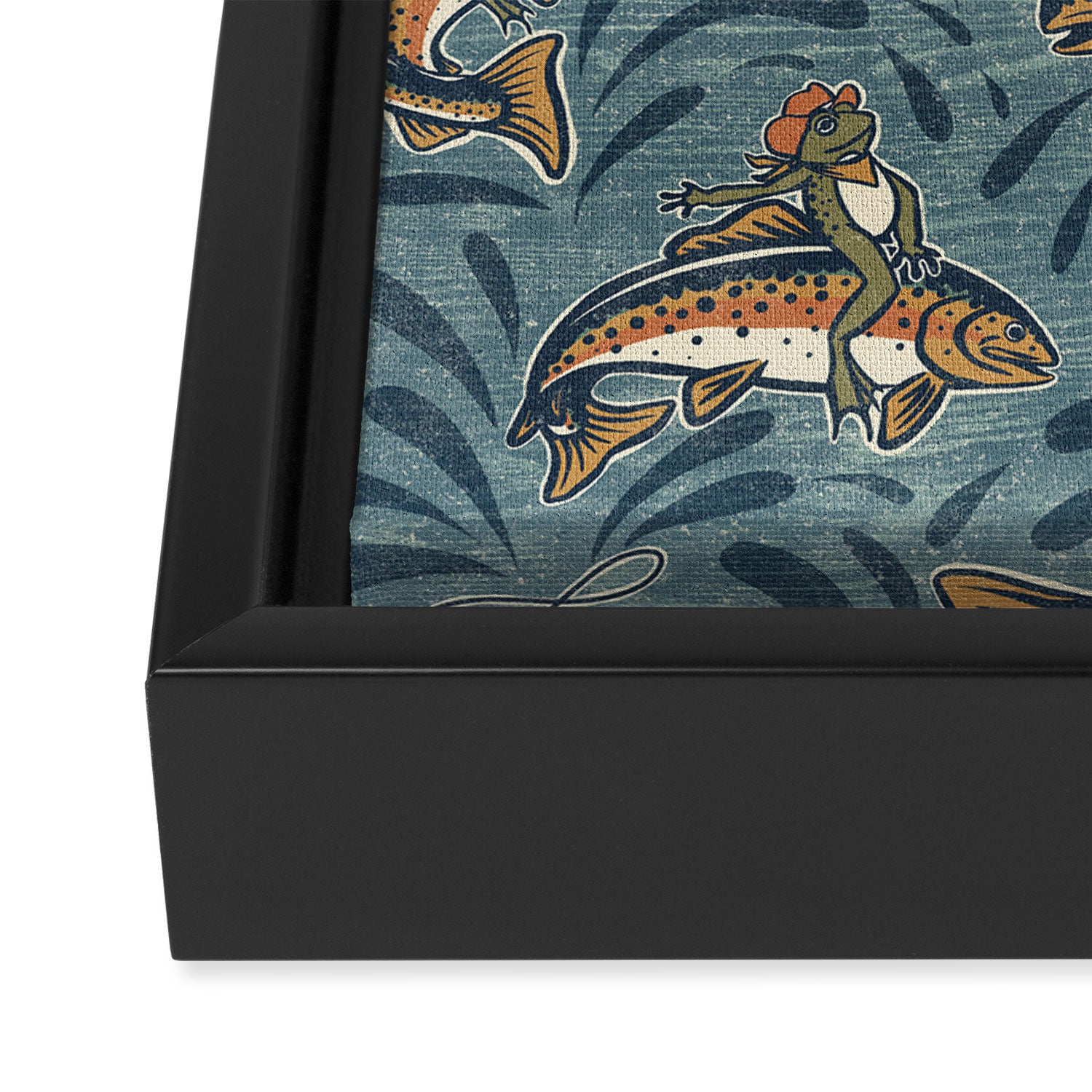 Rodeo Frogs - Blue Framed Canvas Print Gallery Image 3