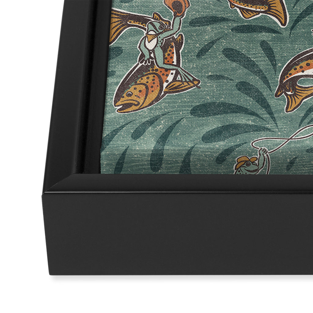 Rodeo Frogs - Green Framed Canvas Print Gallery Image 3