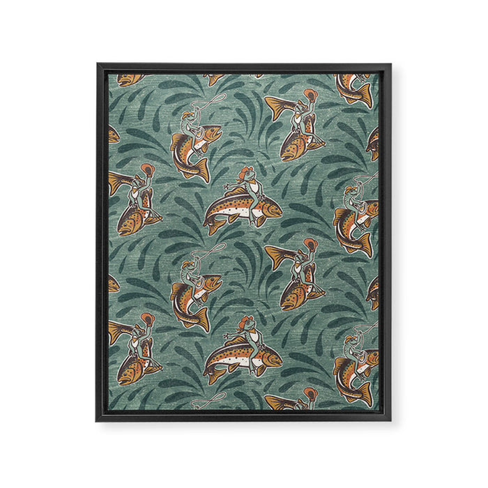 Rodeo Frogs - Green Framed Canvas Print Gallery Image 1