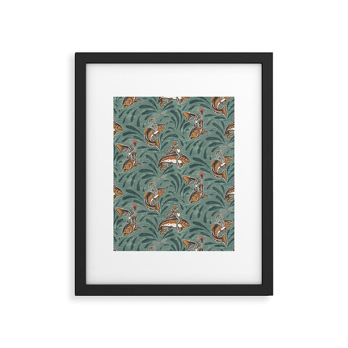 Rodeo Frogs - Green Framed Art Print Gallery Image 1