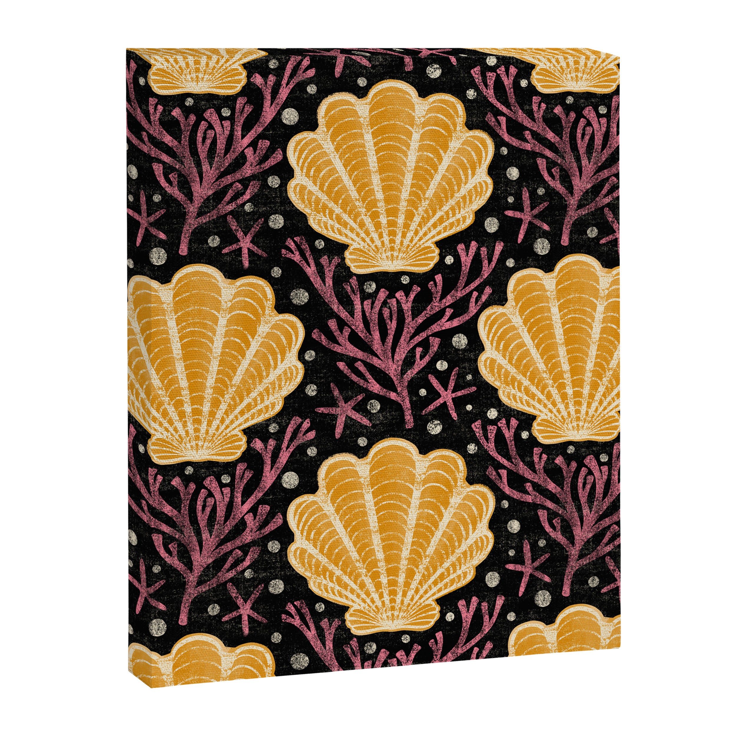 Seashell - marigold and black Canvas Print Gallery Image 8