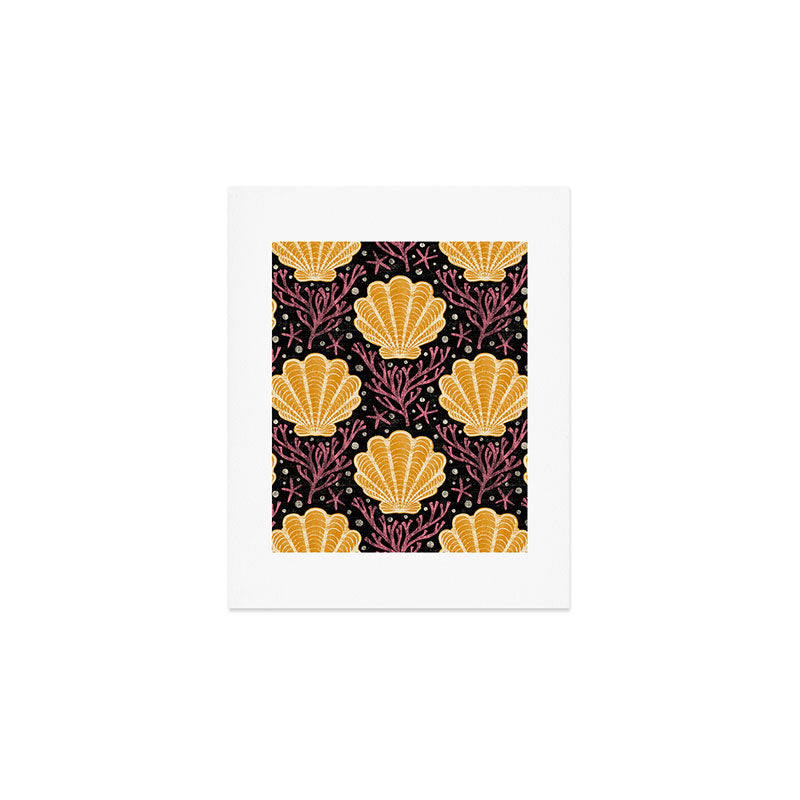 Seashell - marigold and black Art Print Gallery Image 1