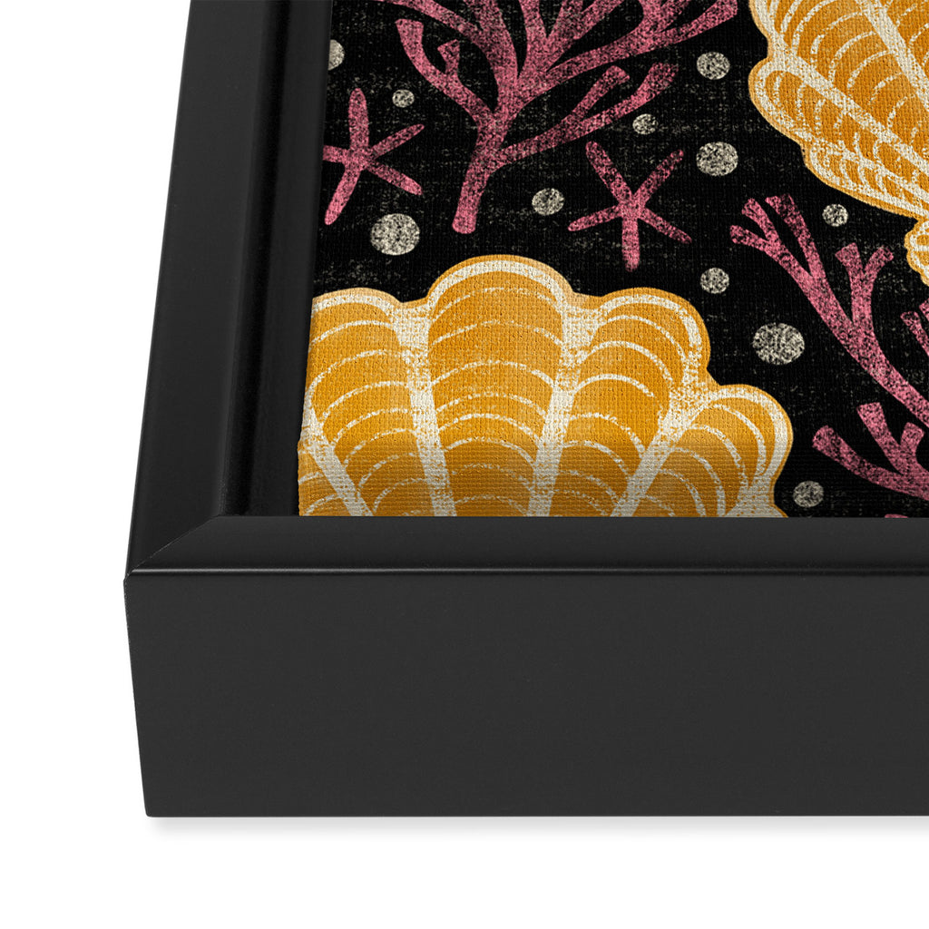 Seashell - marigold and black Framed Canvas Print Gallery Image 3