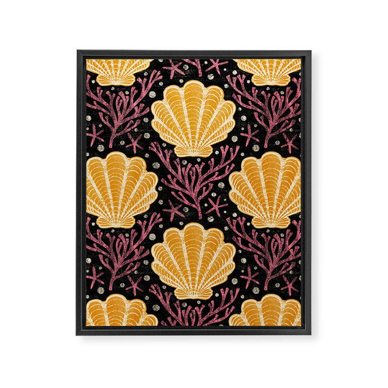 Seashell - marigold and black Framed Canvas Print Gallery Image 8