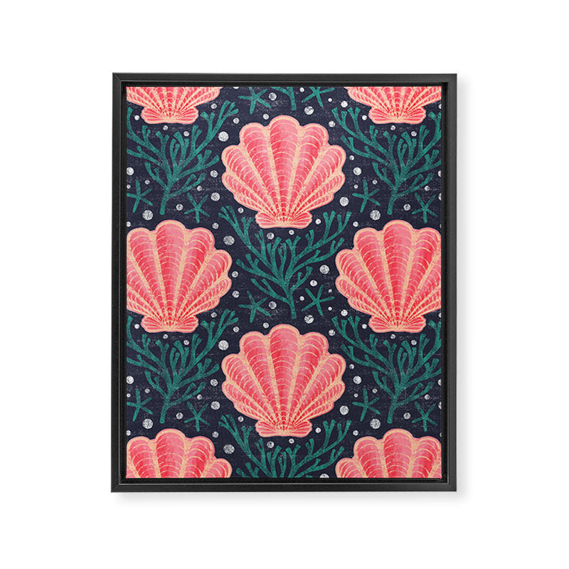 Seashell - pink and blue Framed Canvas Print Gallery Image 8