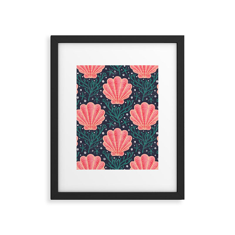 Seashell - pink and blue Framed Art Print Gallery Image 6