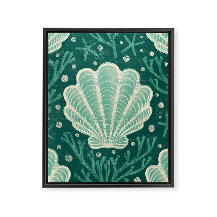 Seashell - sea green Framed Canvas Print Gallery Image 1