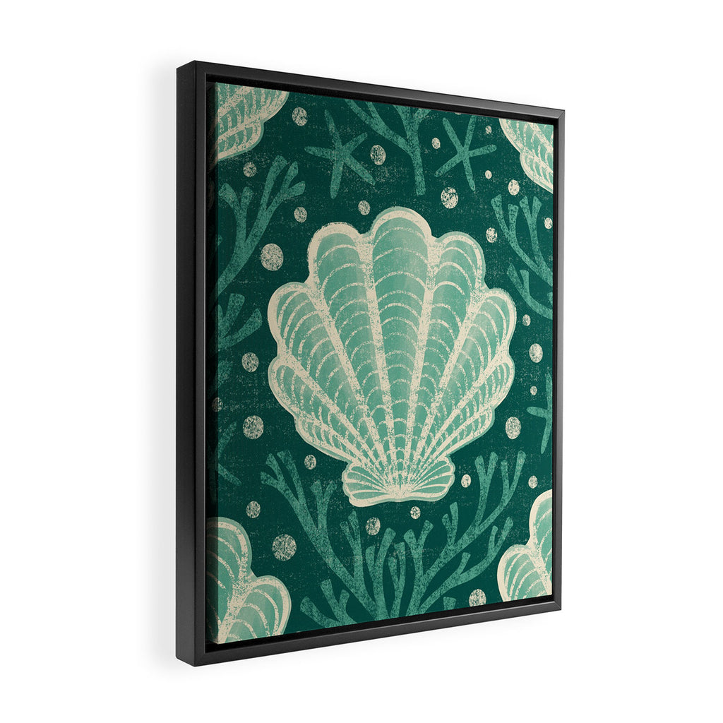 Seashell - sea green Framed Canvas Print Gallery Image 2