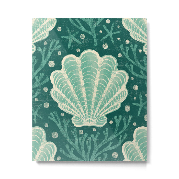 Seashell - sea green Metal Print Gallery Image 1