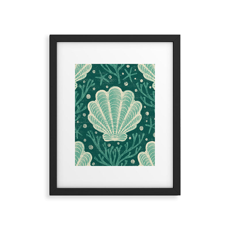 Seashell - sea green Framed Art Print Gallery Image 6