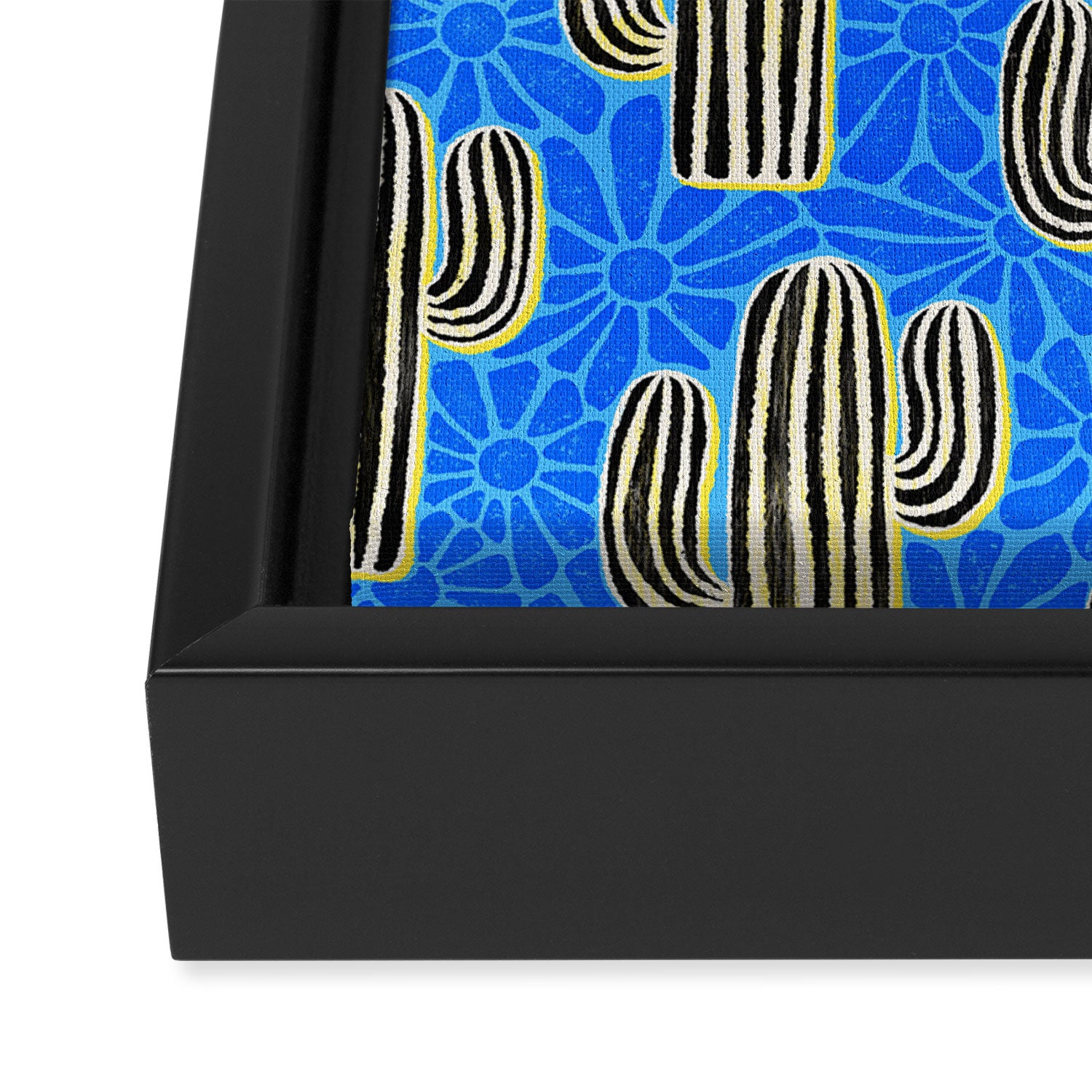 Sonora - blue, yellow, black, and white Framed Canvas Print Gallery Image 3