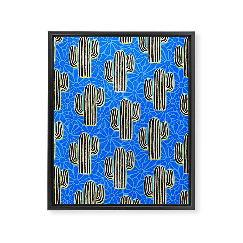 Sonora - blue, yellow, black, and white Framed Canvas Print Gallery Image 8