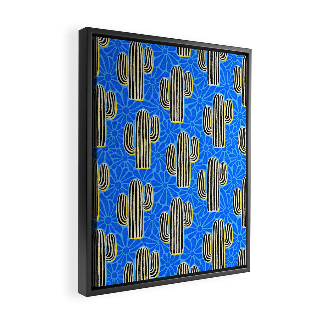 Sonora - blue, yellow, black, and white Framed Canvas Print Gallery Image 2