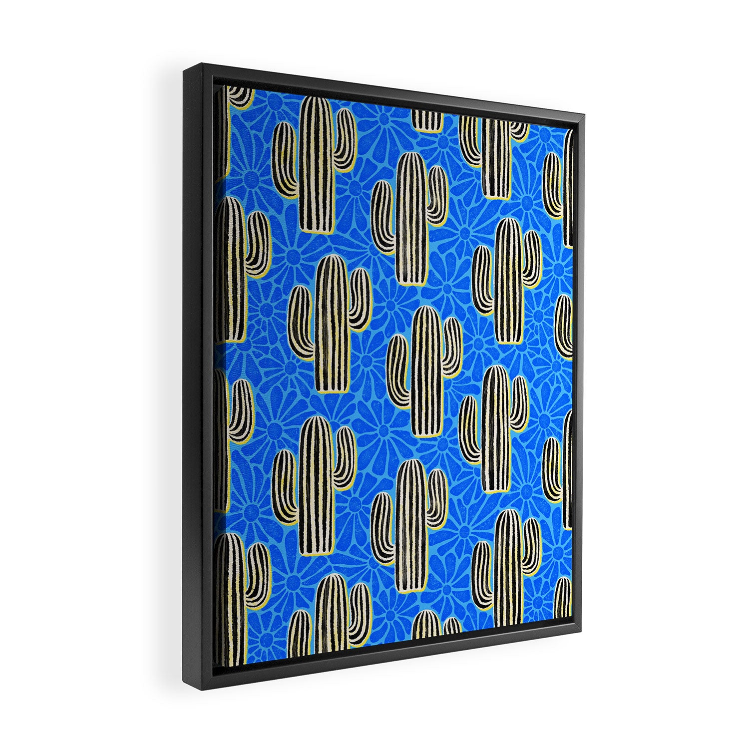 Sonora - blue, yellow, black, and white Framed Canvas Print Gallery Image 2