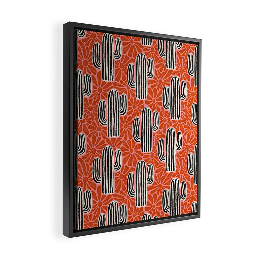 Sonora - red, pink, black, and white  Framed Canvas Print Gallery Image 2
