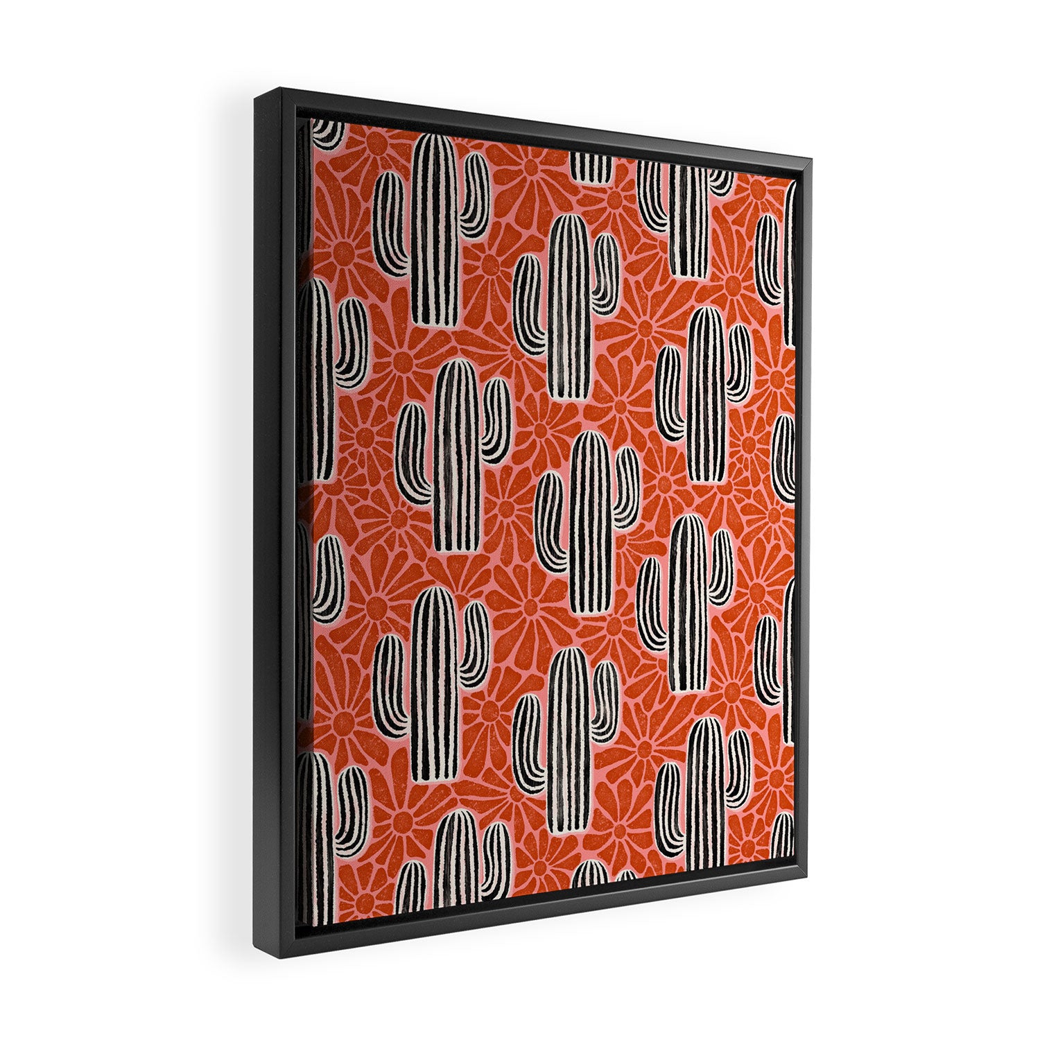 Sonora - red, pink, black, and white  Framed Canvas Print Gallery Image 2