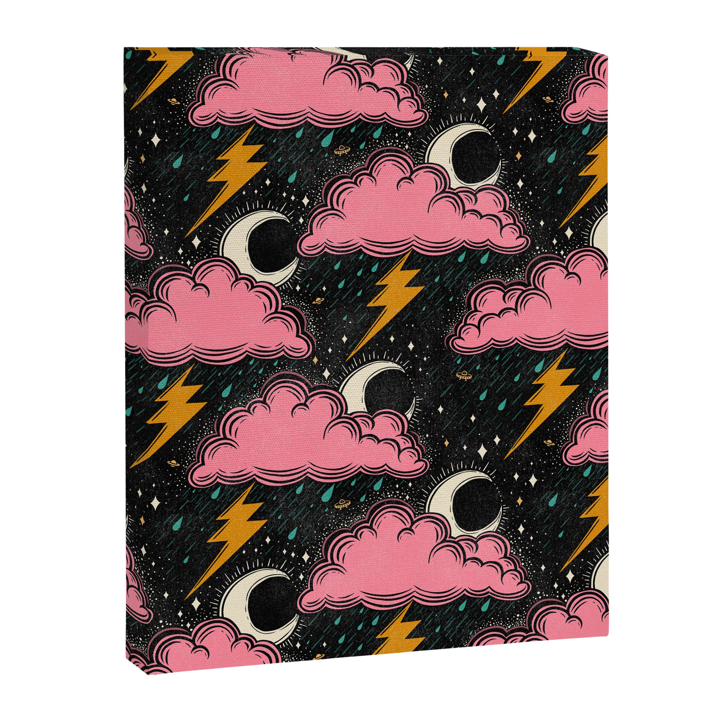Stormy Night - black & pink Canvas Print Gallery Image 8