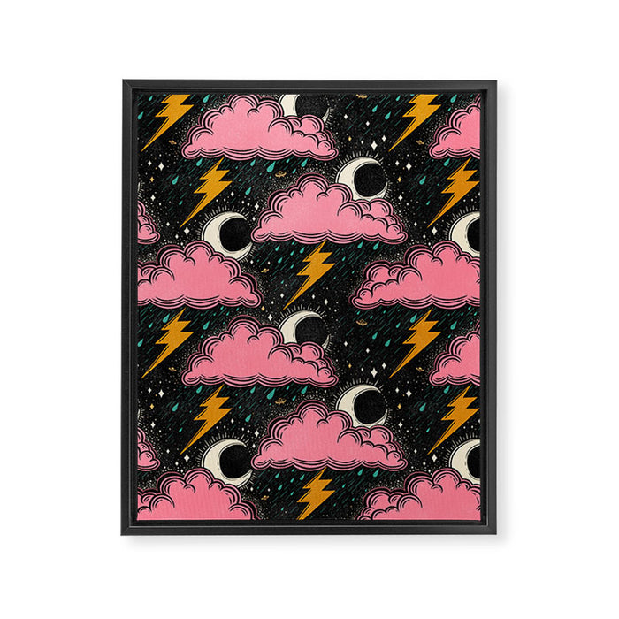 Stormy Night - black & pink Framed Canvas Print Gallery Image 1