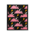 Stormy Night - black & pink Framed Canvas Print Gallery Image 8