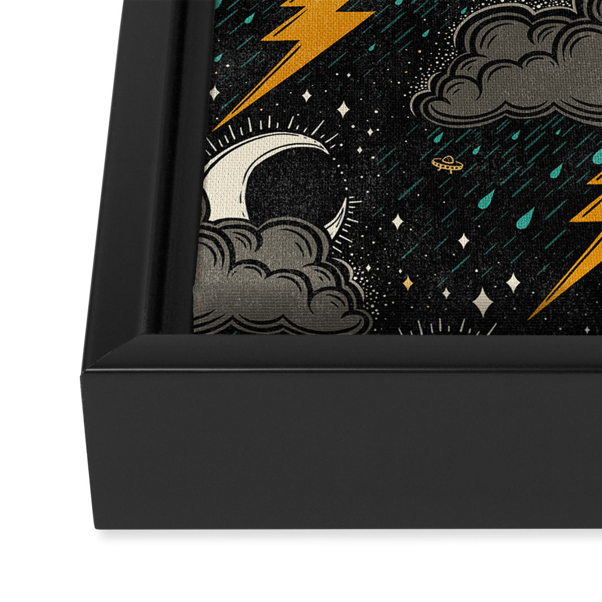 Stormy Night - Gray  Framed Canvas Print Gallery Image 3