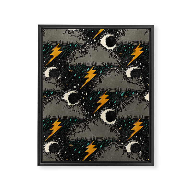 Stormy Night - Gray  Framed Canvas Print Gallery Image 8