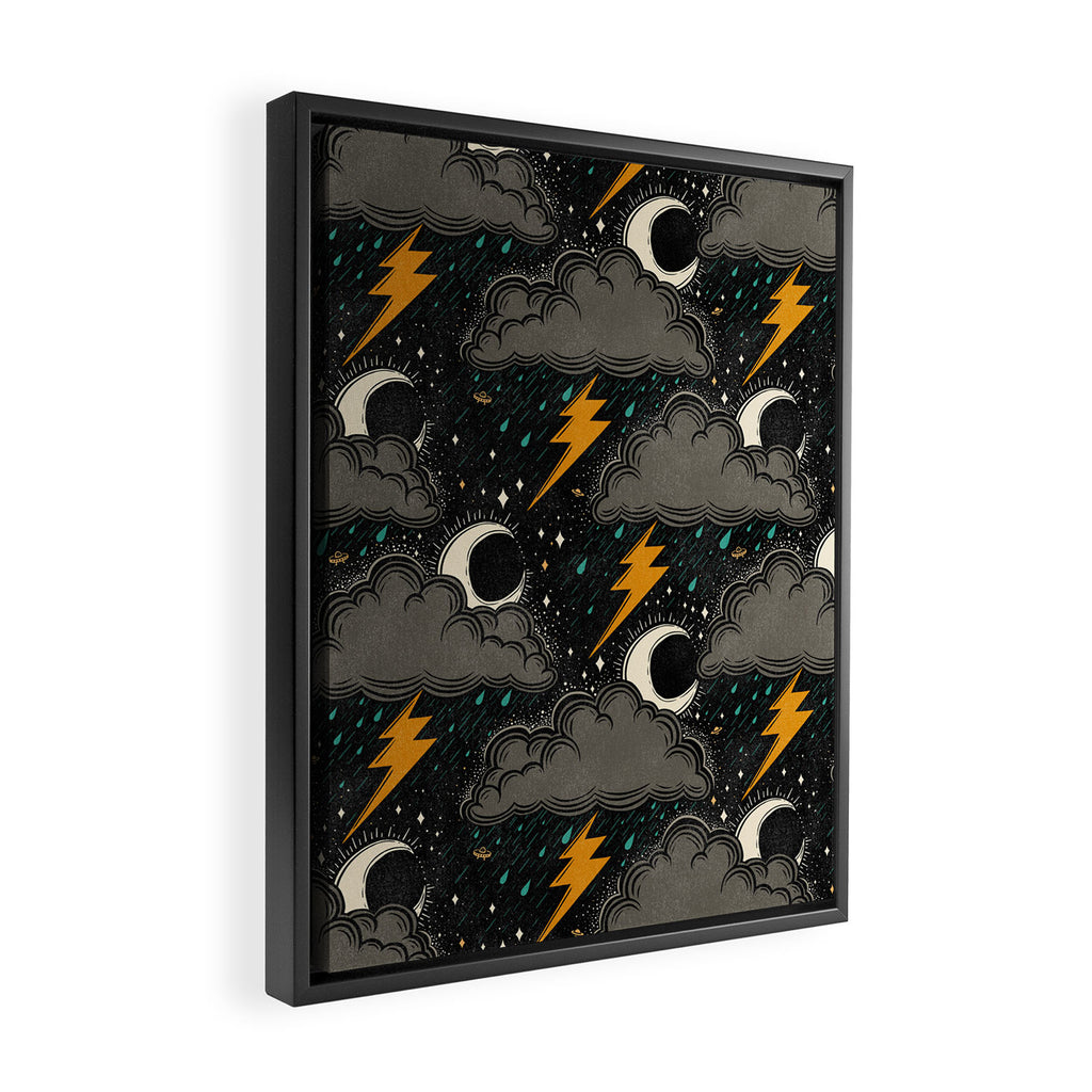 Stormy Night - Gray  Framed Canvas Print Gallery Image 2