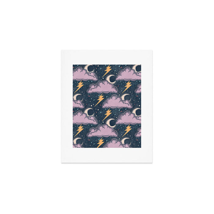 Stormy Night - midnight and lavender  Art Print Gallery Image 1