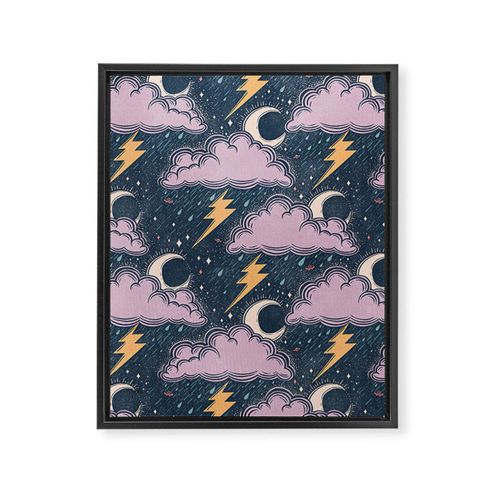 Stormy Night - midnight and lavender  Framed Canvas Print Gallery Image 1