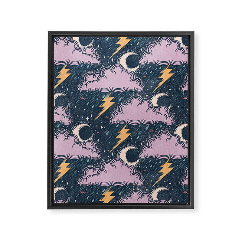 Stormy Night - midnight and lavender  Framed Canvas Print Gallery Image 8