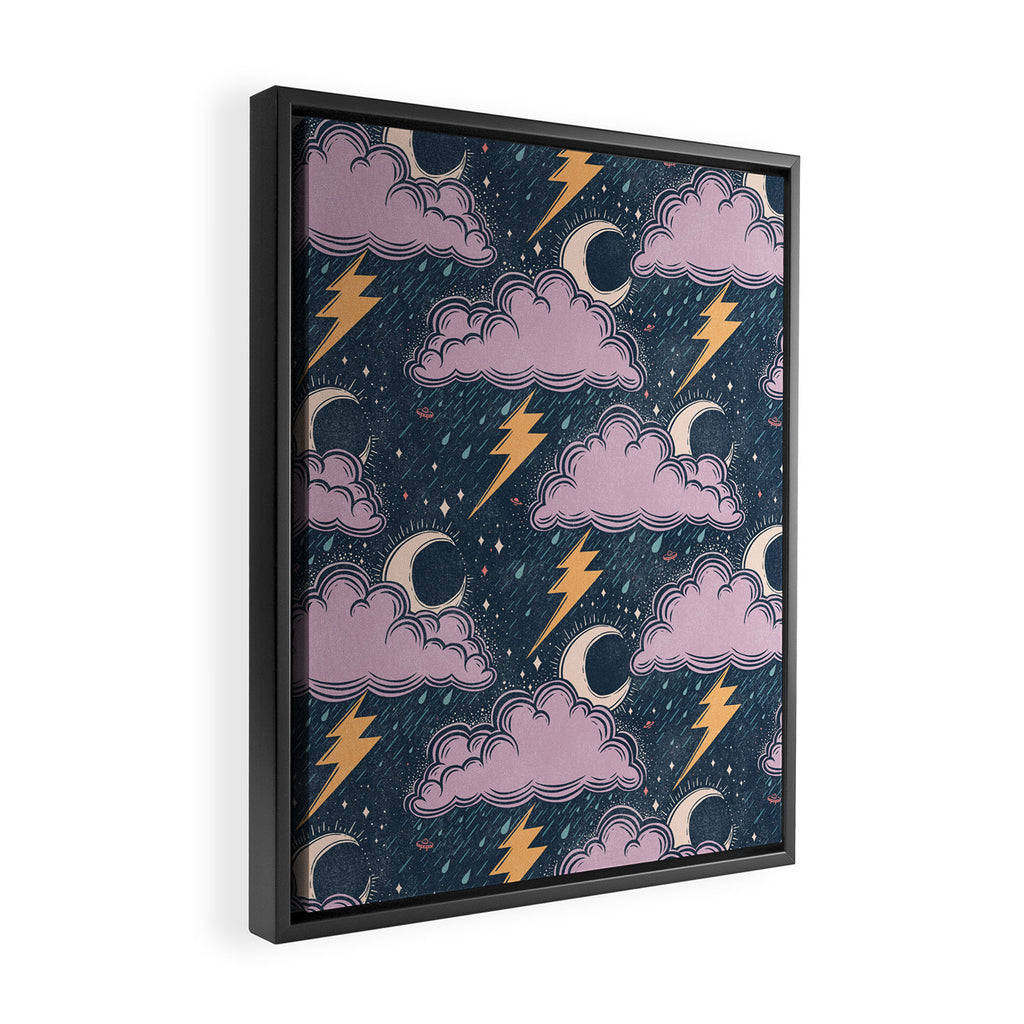 Stormy Night - midnight and lavender  Framed Canvas Print Gallery Image 2