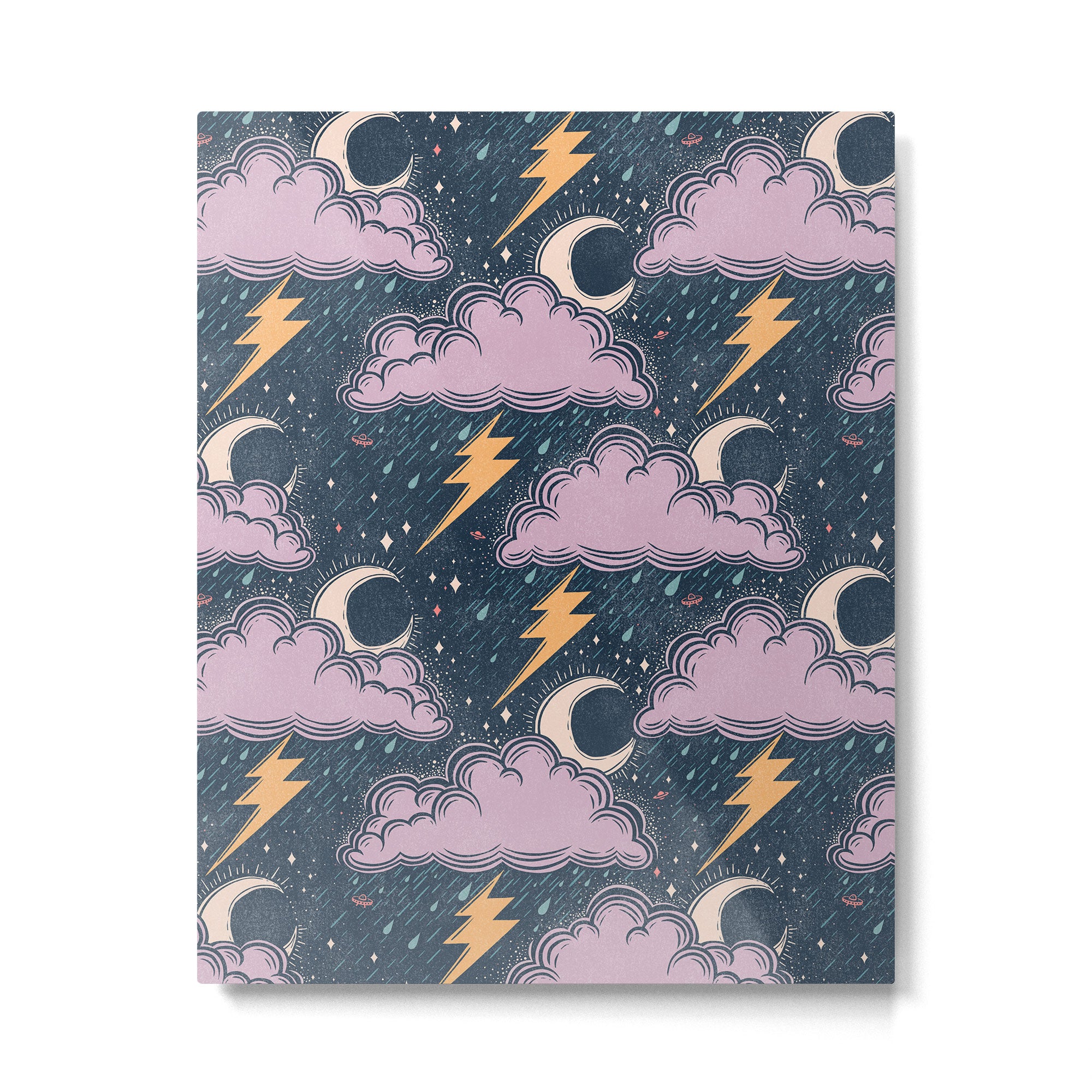 Stormy Night - midnight and lavender  Metal Print Gallery Image 6