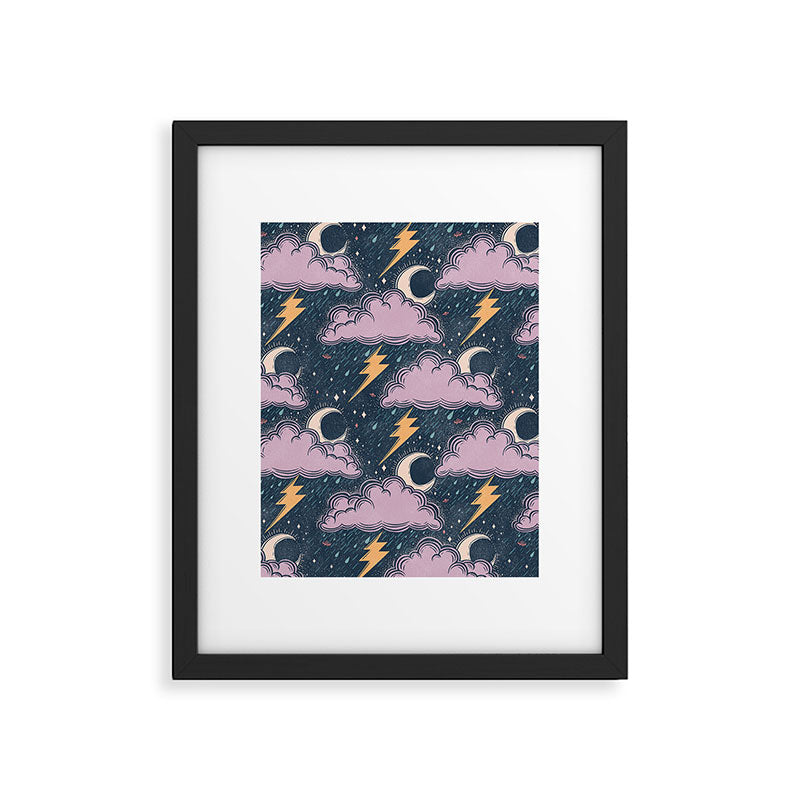 Stormy Night - midnight and lavender  Framed Art Print Gallery Image 6