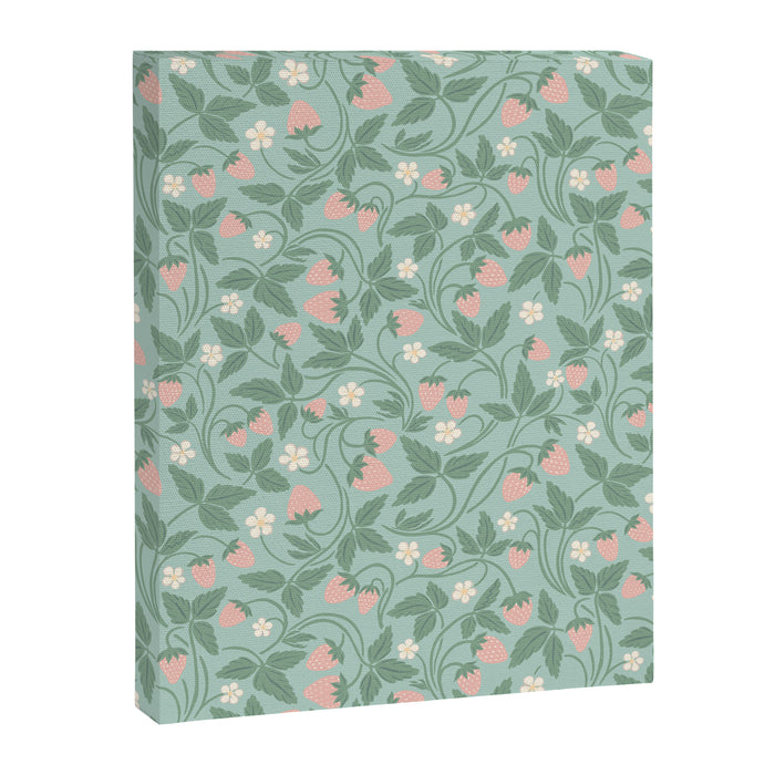 Strawberries - dusty pink and green on sky blue Canvas Print Gallery Image 1