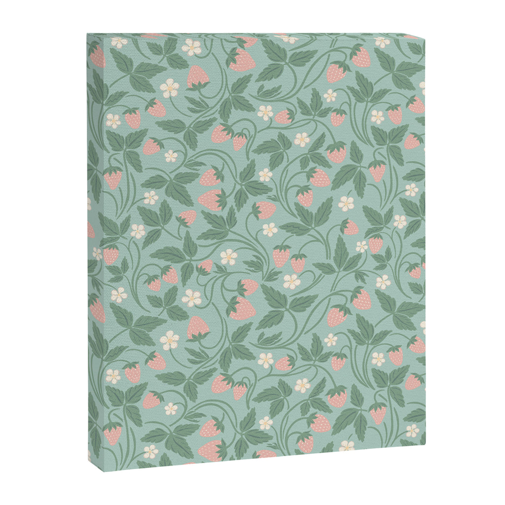 Strawberries - dusty pink and green on sky blue Canvas Print Gallery Image 8