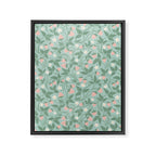 Strawberries - dusty pink and green on sky blue Framed Canvas Print Gallery Image 8