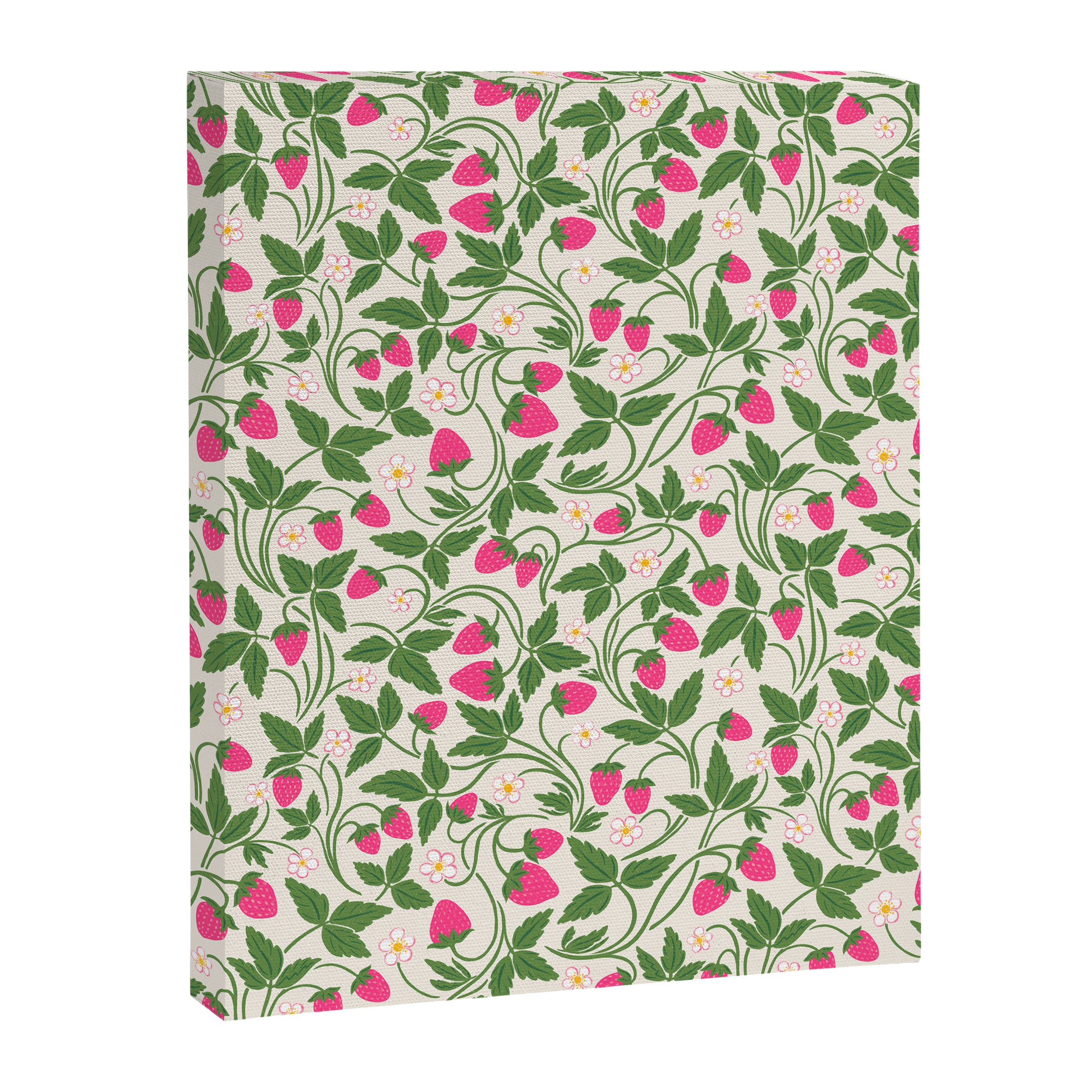 Strawberries - pink and green on alabaster Canvas Print Gallery Image 8