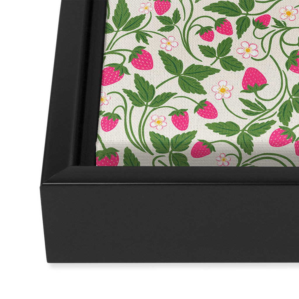 Strawberries - pink and green on alabaster Framed Canvas Print Gallery Image 3